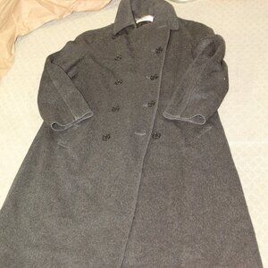 Burberry England Men's S Gray 100% Wool Double Breasted Vintage Overcoat - COA